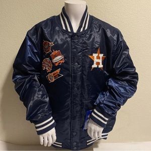 Houston Astros Jacket Starter Navy Varsity Satin Full-Snap Mens Size XL New